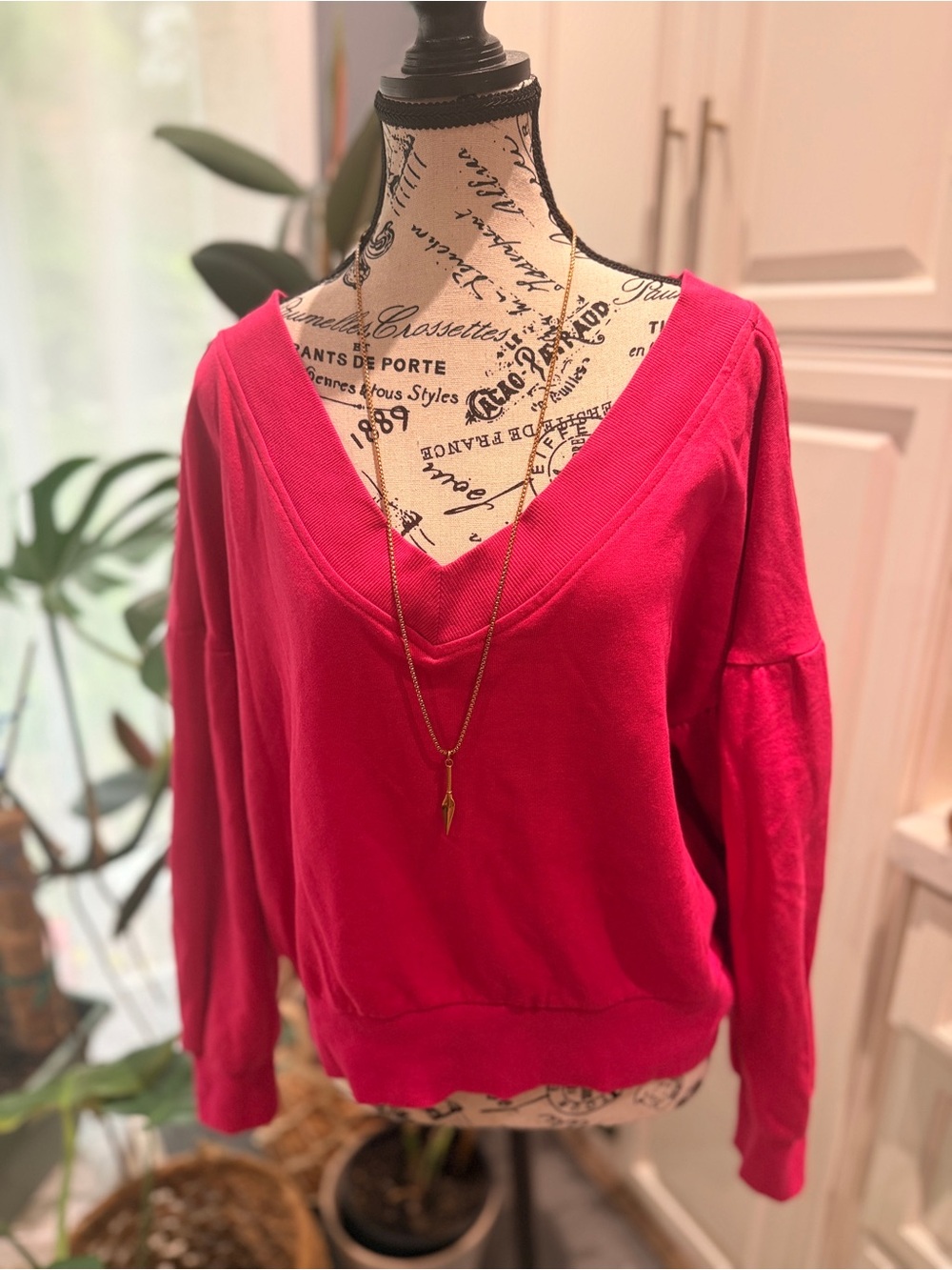 Wild Fable Bright Pink V Neck Top
